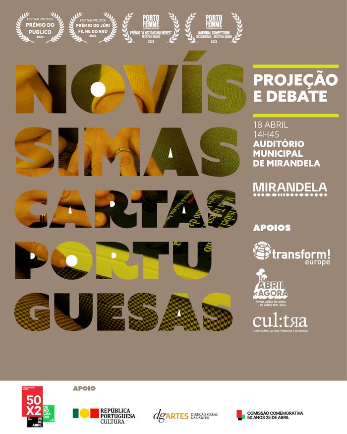 Cartaz da sessão: Auditório Municipal de Mirandela, 18 abr.