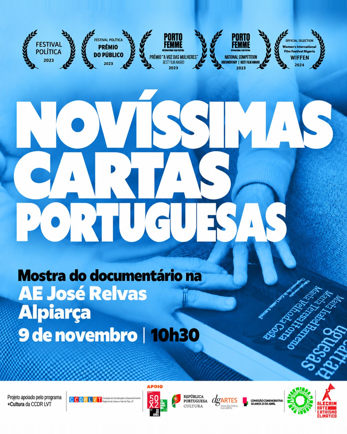 Cartaz da sessão: AE José Relvas, Alpiarça, 9 de novembro de 2026
