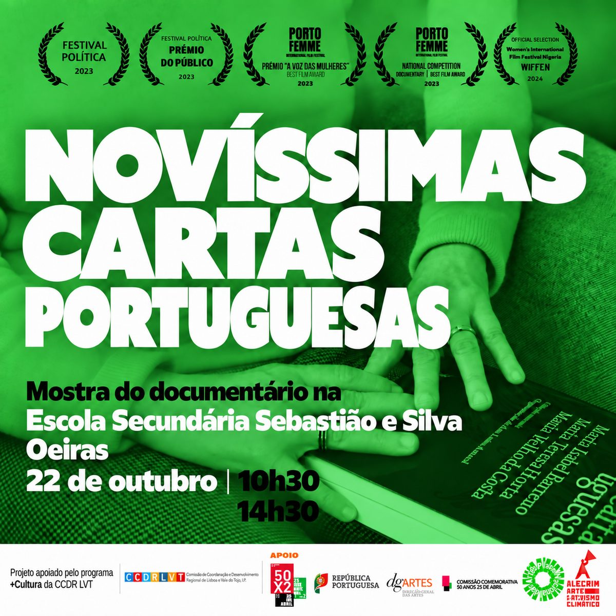 Cartaz da sessão: Escola Secundária Sebastião e Silva, Oeiras, 22 de outubro de 2026