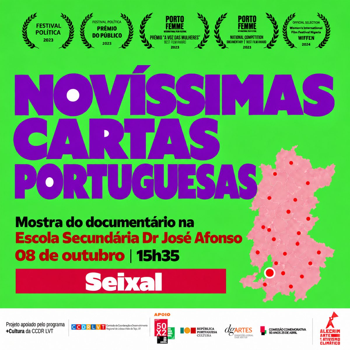 Cartaz da sessão: Escola Secundária Dr José Afonso, Seixal, 8 de outubro de 2026
